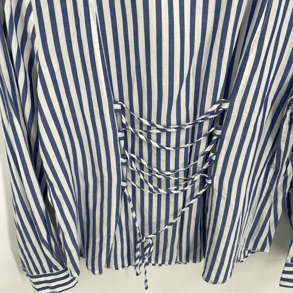 Anthropologie Blue and White Striped Blouse - Picture 10 of 10